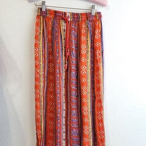 Patterned Red Maxi Skirt